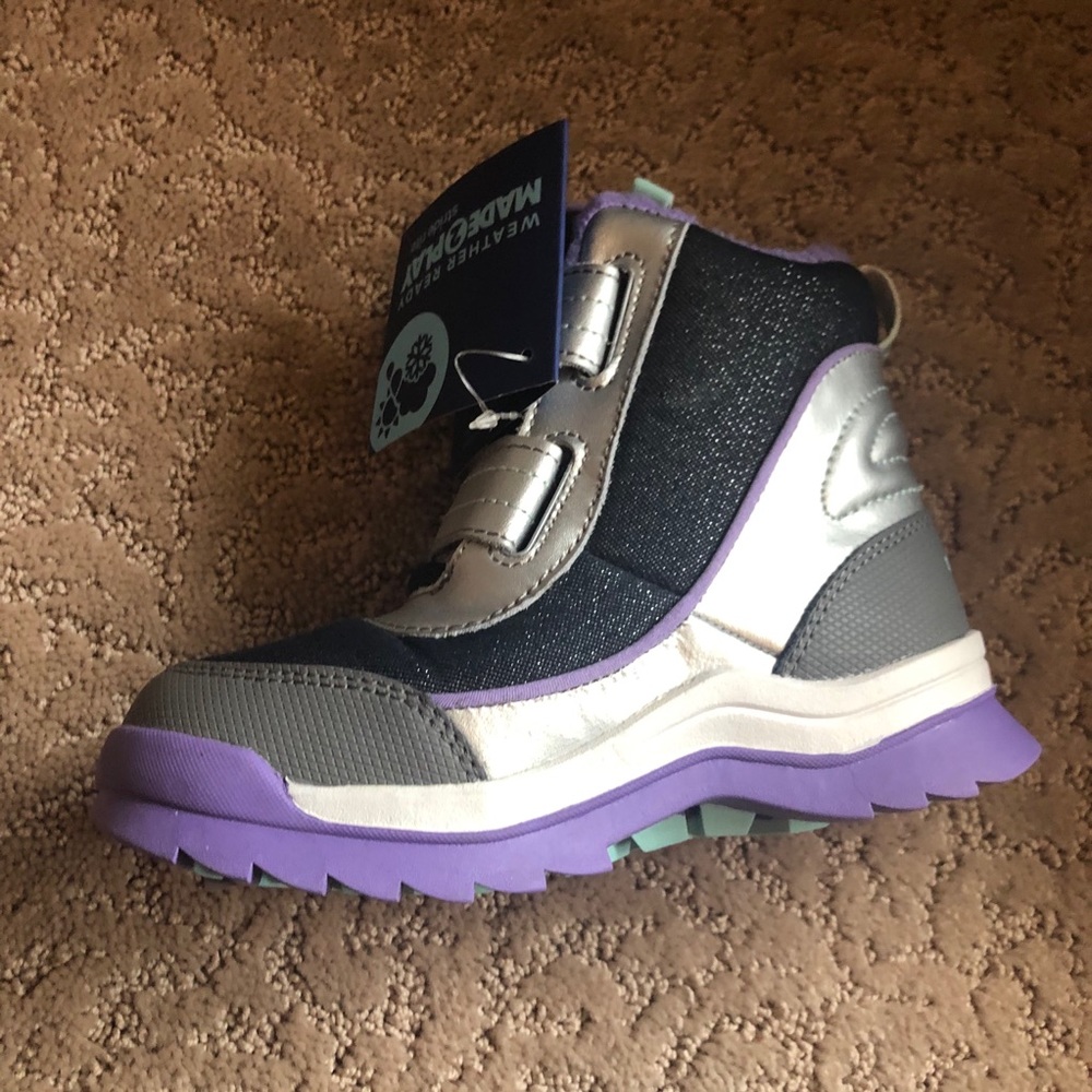 Stride Rite Kids Everest Snow boot shoe purple silver 11 - Picture 4 of 7